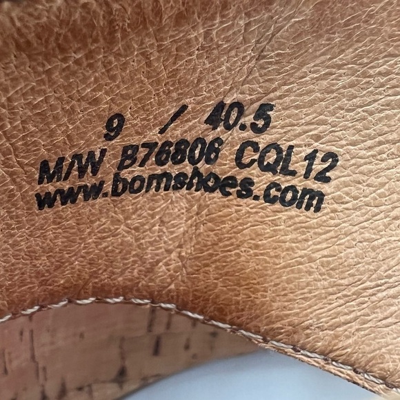 Born Brown Leather Cork Wedge Platform Slip On Sandals Size 9 Women's - Picture 2 of 9